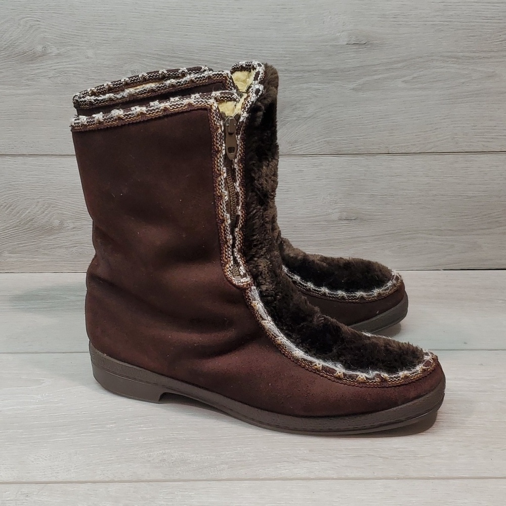 Snowland Womens 72817 Leather Boots shoes sz 10